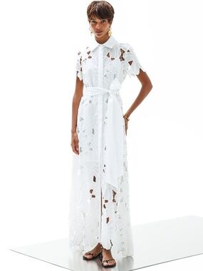 NWT White lace midi lace dress S